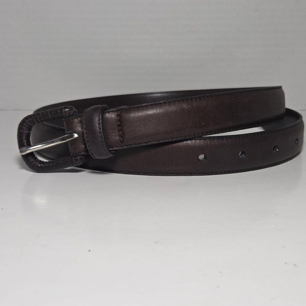Vtg Fossil Dark Brown Leather Dress Belt Womens S Dark Academia Quiet Luxury